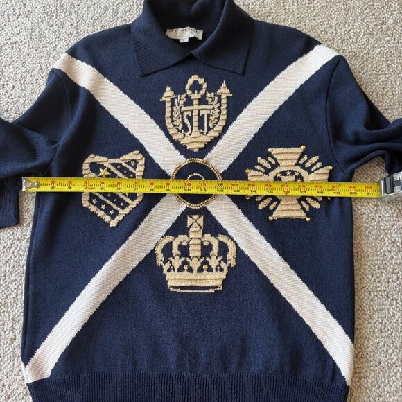 St. John Sport Navy Sweater S Gold Nautical Rare S - Picture 10 of 11